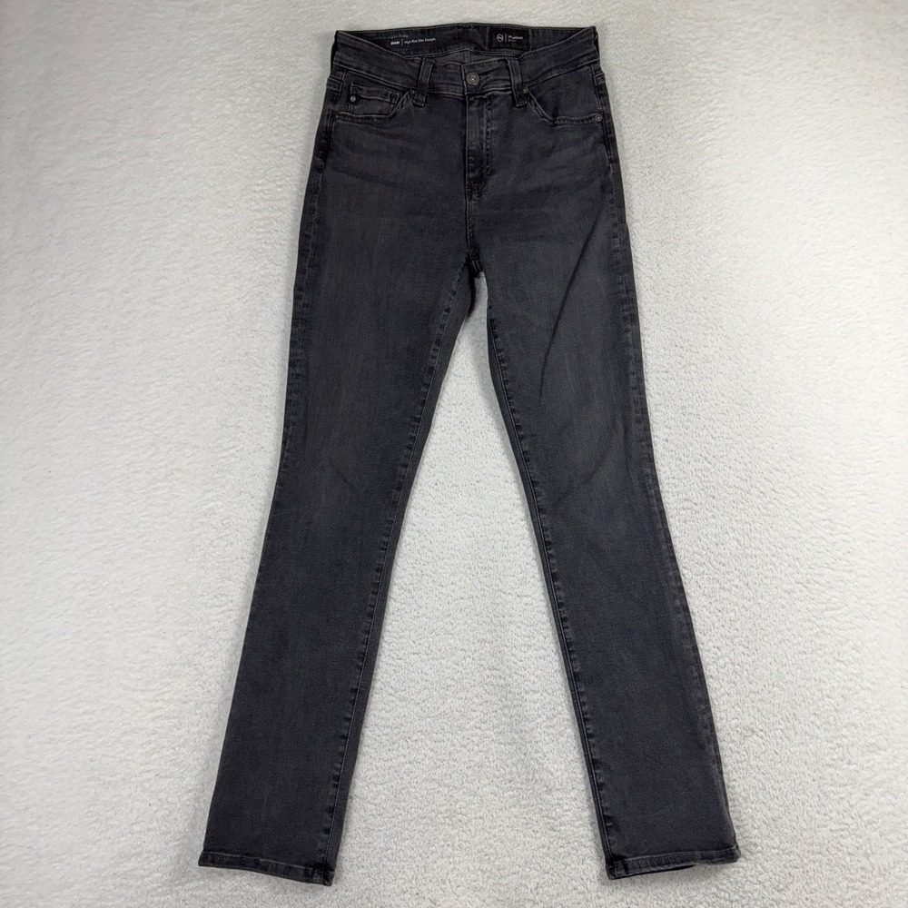 AG Adriano Goldschmied Mari High Rise Slim Straight Jeans Gray 26R (25x28)